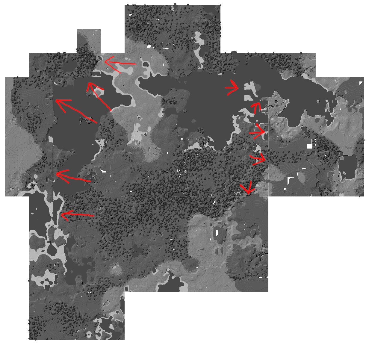 Minetest map with chunk boundaries